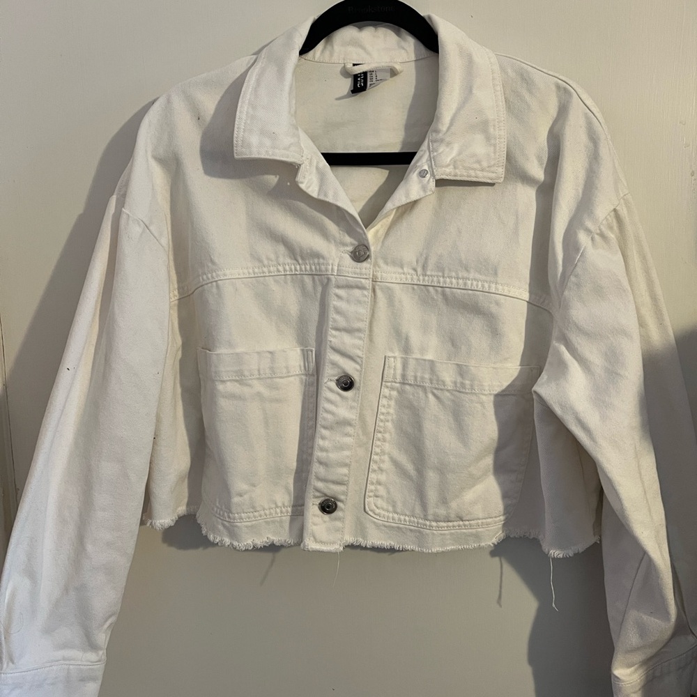 White Cropped Denim Jacket
